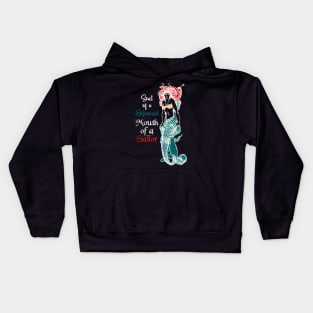 Mermaid with sailor mouth Kids Hoodie